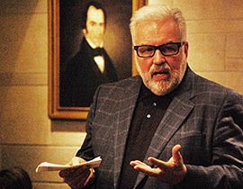 Craig Wood addresses the Bloomington Press Club